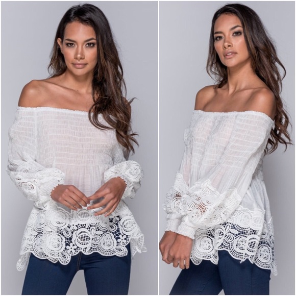 🆕Abby Lace Trim Bardot Top - Picture 3 of 4